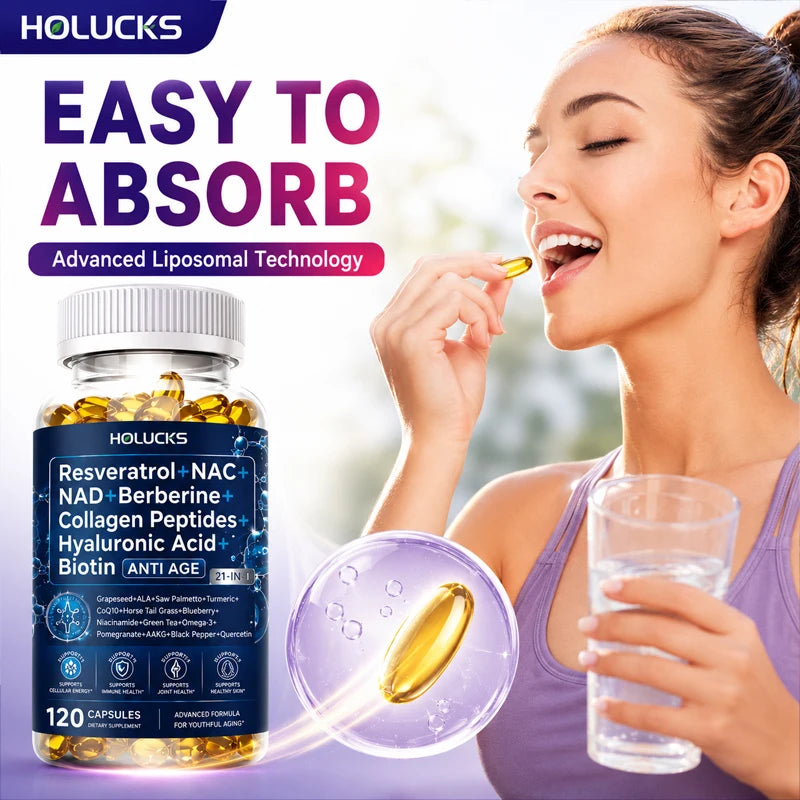 HOLUCKS NAD+ CoQ10 Turmeric Wellness Supplement – 60 Capsules Wellness Supplement Qst