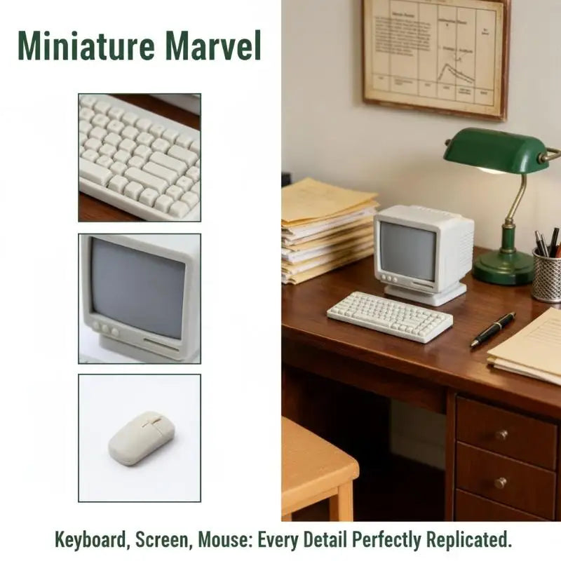 Miniature Retro Desktop Computer 1:12 1:18 Dollhouse Decor Dollhouse Accessory Qst