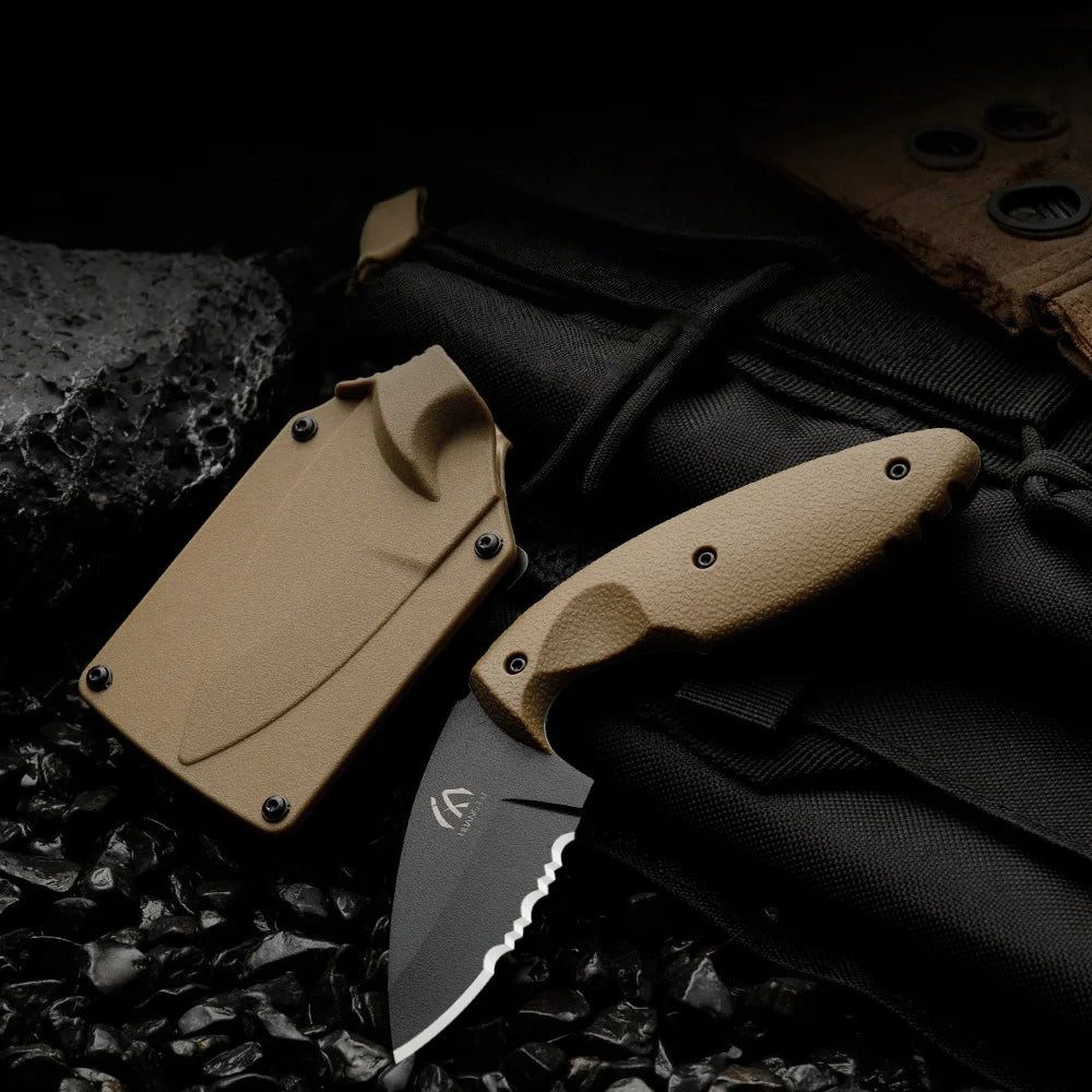 HUANGFU Straight Knife with Sheath – Outdoor Fixed Blade Fixed Blade Knife Qst
