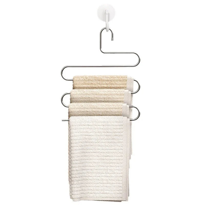5-Layer Stainless Steel Pants Rack | Multi-Layer Closet Hanger Pants Hanger Rack Qme