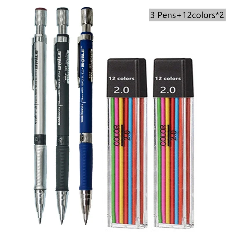 2.0mm Mechanical Pencil 2B Lead Refill – Art & Sketching Set Mechanical Pencil Set Qme Color Pencil set B