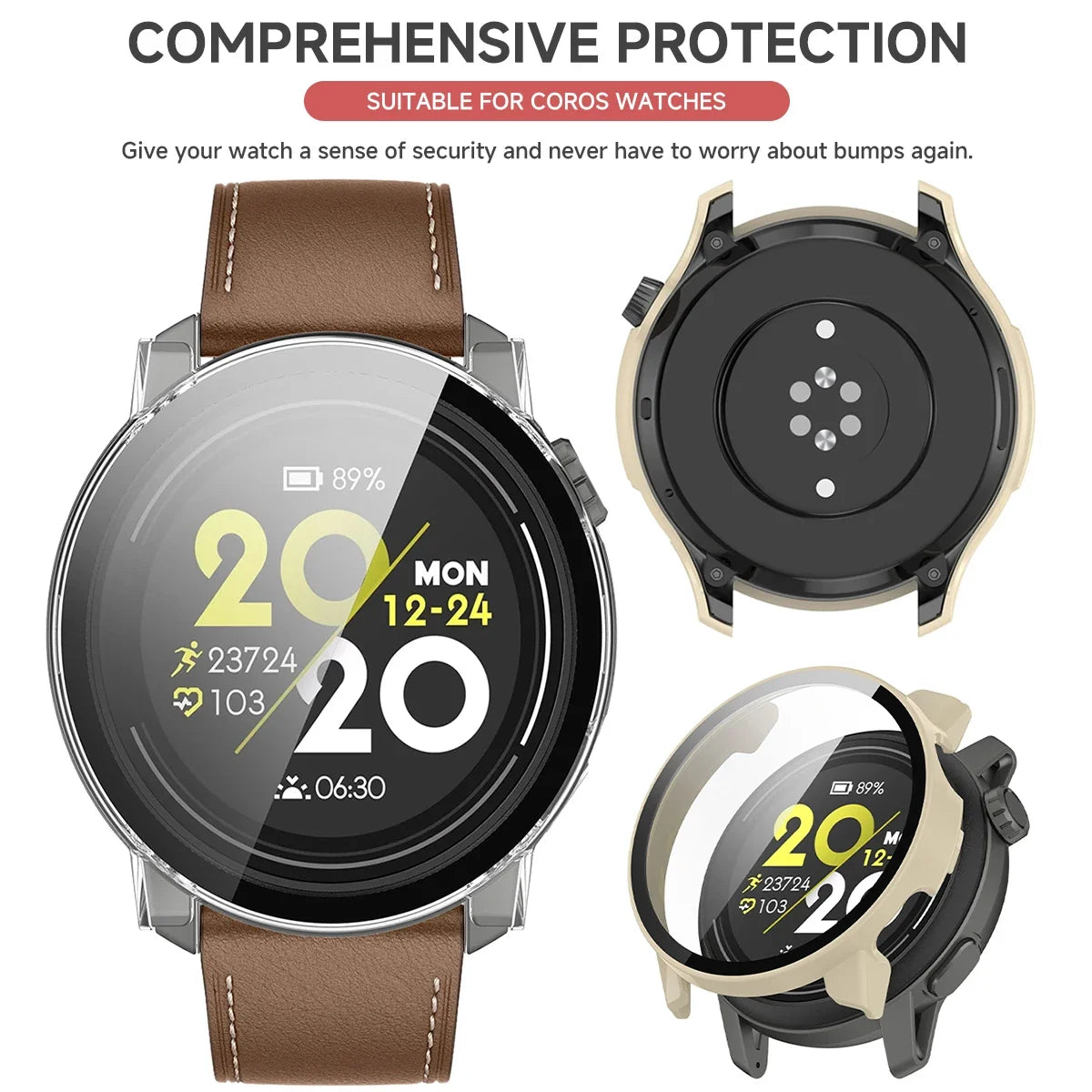 Tempered Glass Case for Coros Pace 2 & 3 Smartwatch Cover Smartwatch Protective Case Qme