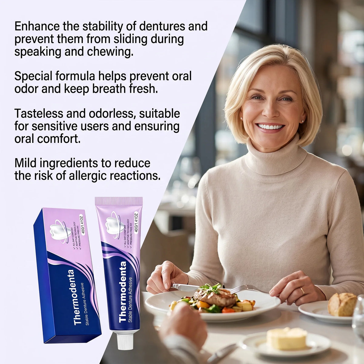 Thermoplastic Silicone Denture Adhesive Gel – Secure Hold 40g Denture Adhesive Gel Qst
