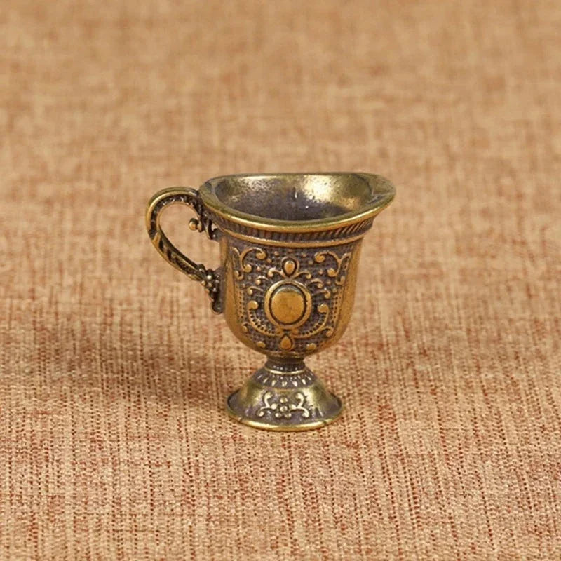 Antique Brass Buddha Mini Teacup Bucket Copper Charm Pendant Decorative Brass Charm Qme