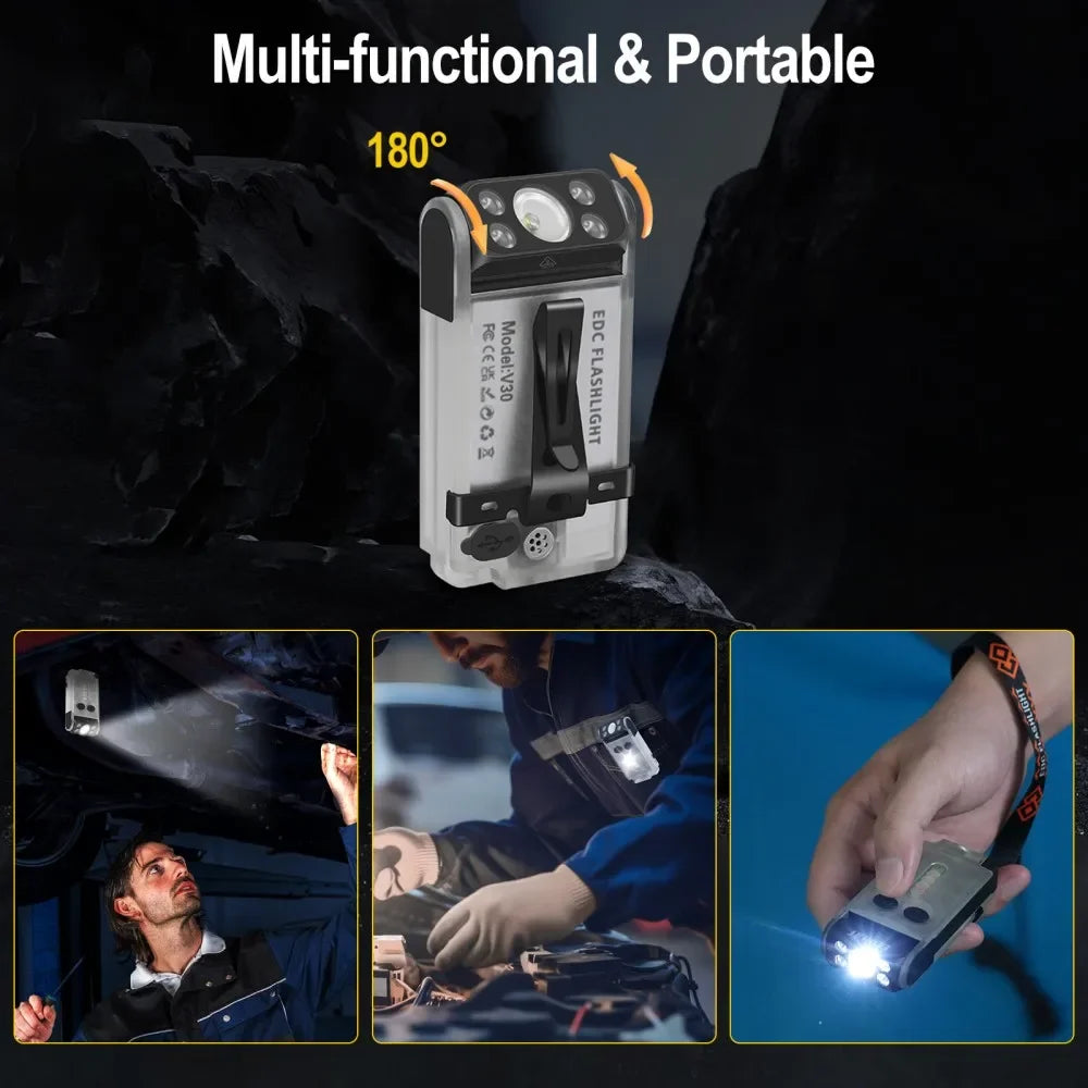 BORUiT V30 900LM UV EDC Flashlight – USB-C Power Bank & Buzzer EDC Flashlight Qst