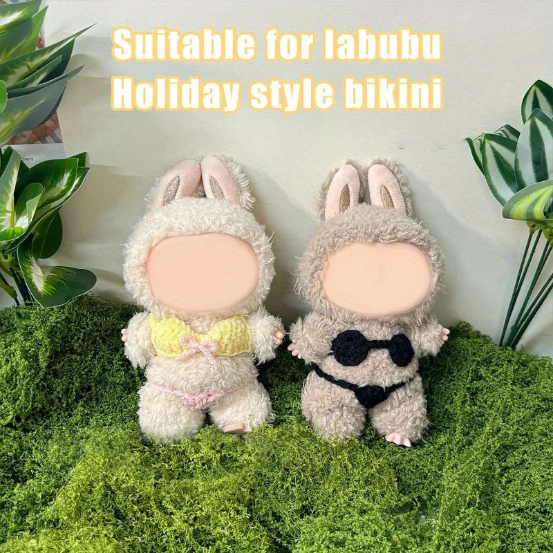Labubu Knitted Bikini Set – Cute 17cm Doll Clothing Doll Clothing Accessory Qme