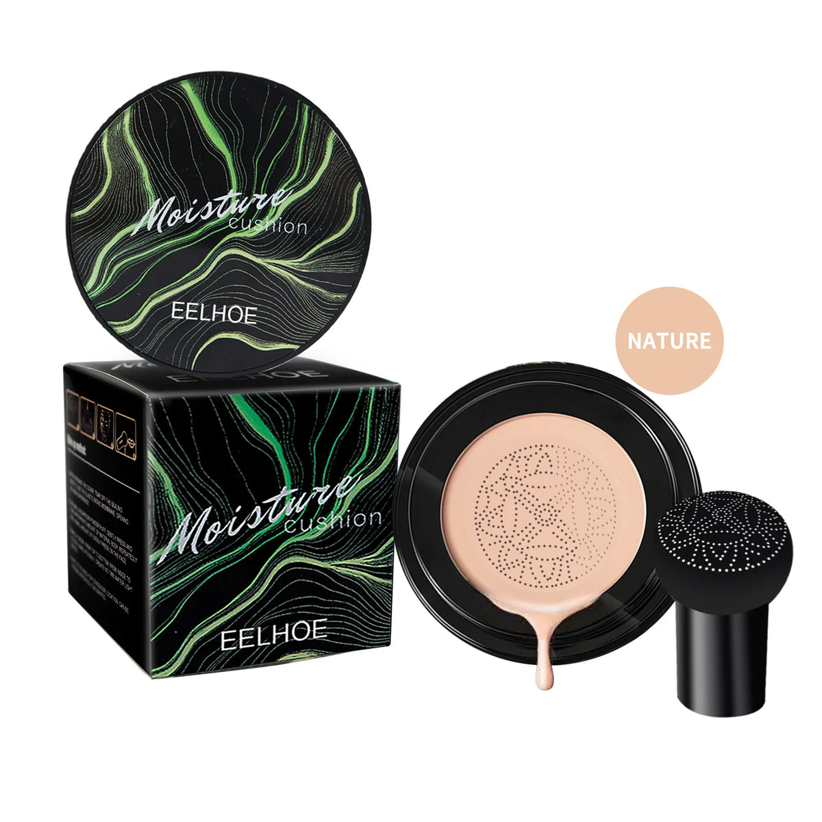 Eelhoe Mushroom Head Air Cushion BB Cream – Waterproof Foundation BB Cream Foundation Qst Brunet Brown