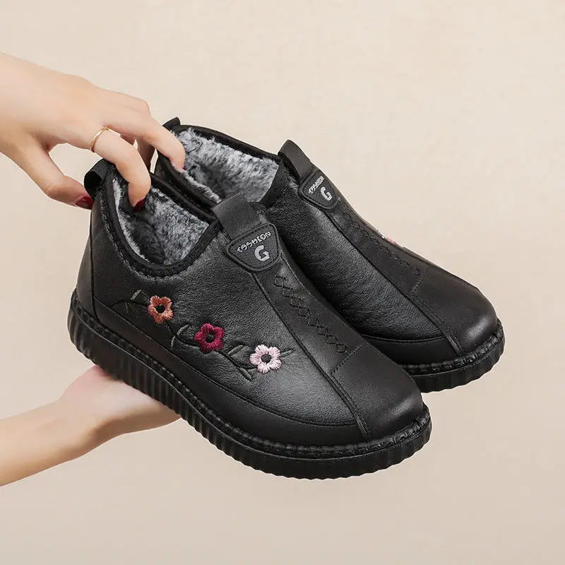 Women's Plush-Lined Slip-On Winter Ankle Boots | Waterproof Women's Ankle Boots Qst