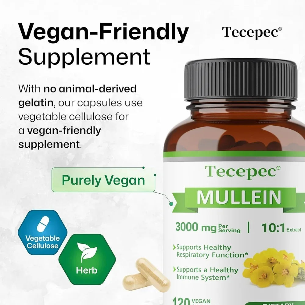 Mullein Leaf Extract Capsules – Lung & Respiratory Support Herbal Supplement Qst