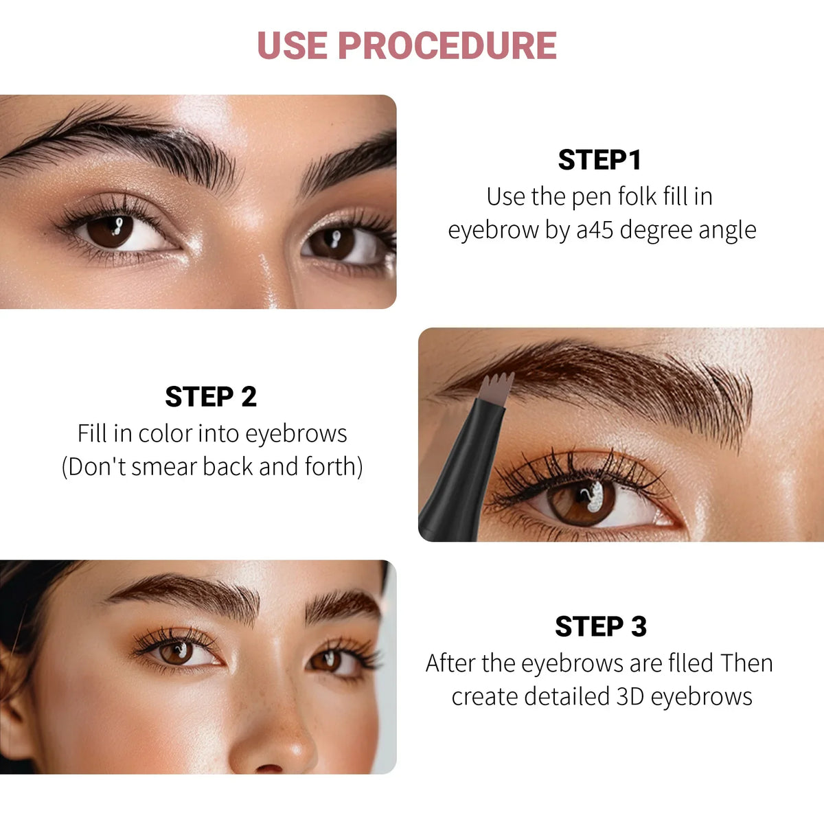 QIC Waterproof Microblading Eyebrow Pen | 4 Split Head, 6 Colors Microblading Eyebrow Pen Qme