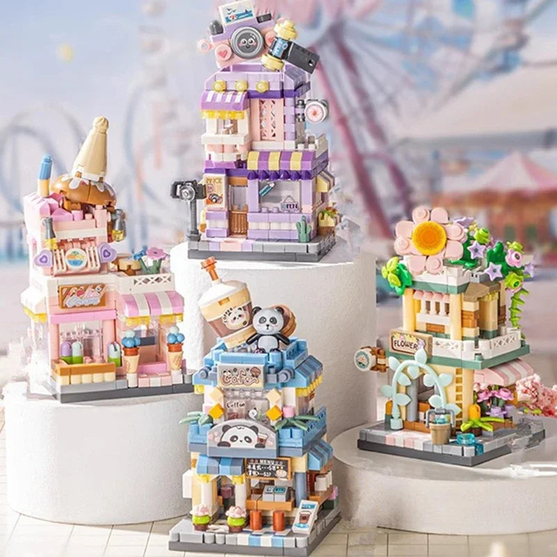Street View Mini Building Blocks Set – Food & Shop Scenes Mini Building Blocks Set Qme