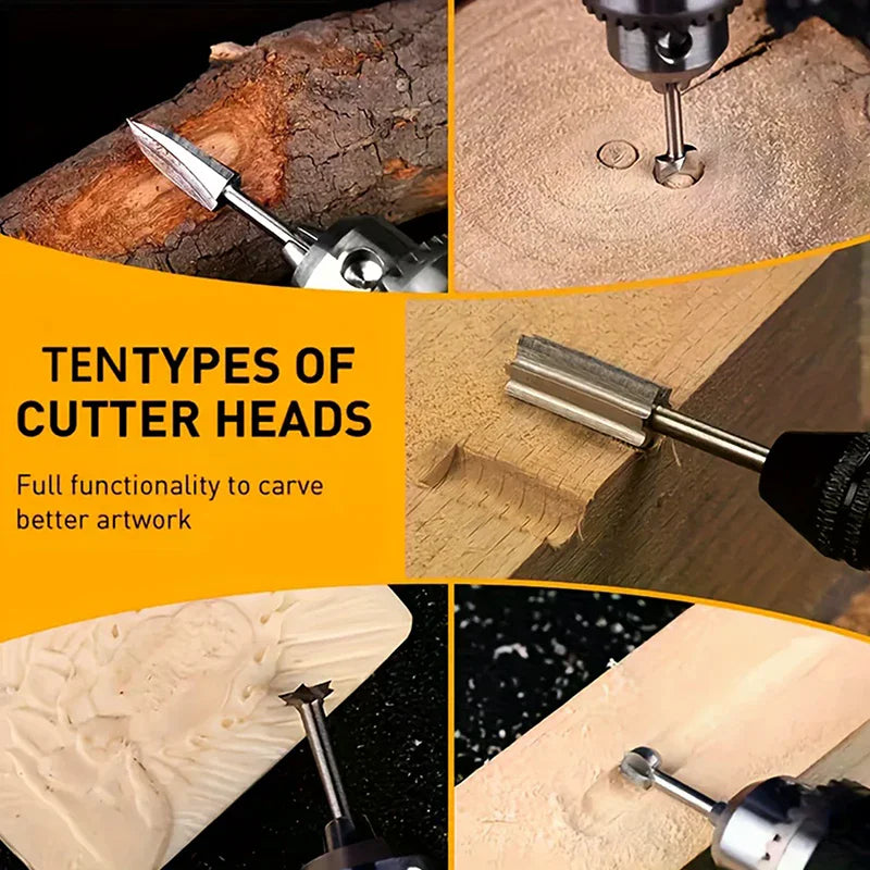 5-Piece Wood Carving Drill Bits Set – Rotary Tool Compatible Wood Carving Bits Qme