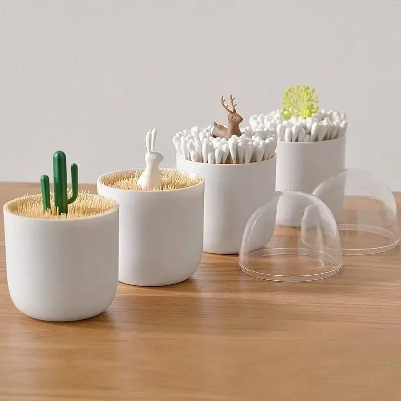 Cute Cactus Toothpick & Cotton Swab Holder – 4 Fun Styles Toothpick Holder Qme