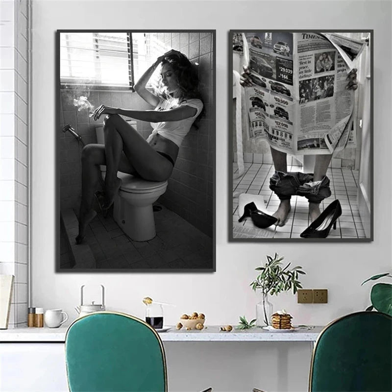 Vintage Black & White Woman Canvas Wall Art – Bar & Home Decor Canvas Wall Art Qst