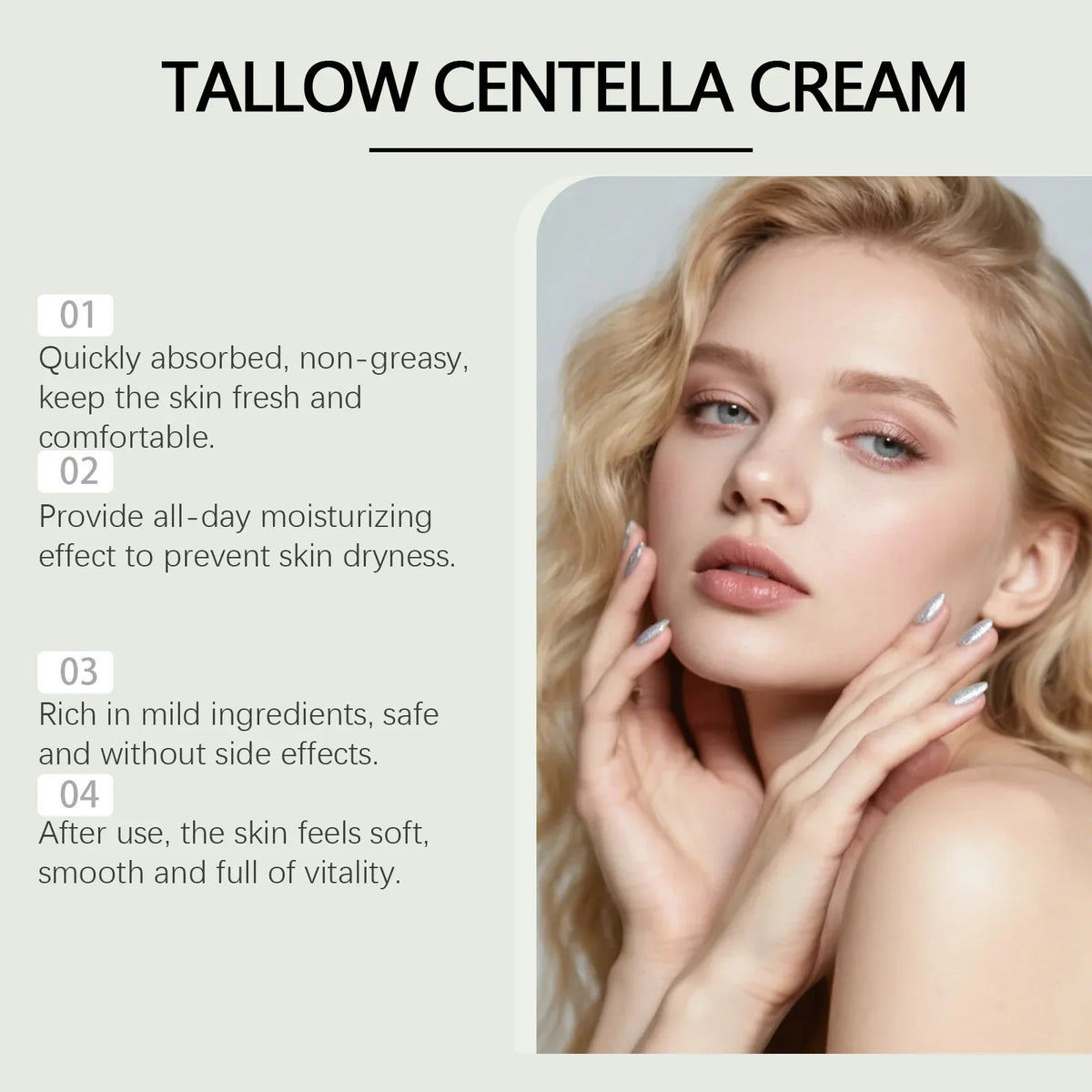 Whipped Tallow Centella Cream – Face & Body Hydrating Moisturizer Hydrating Face Cream Qme