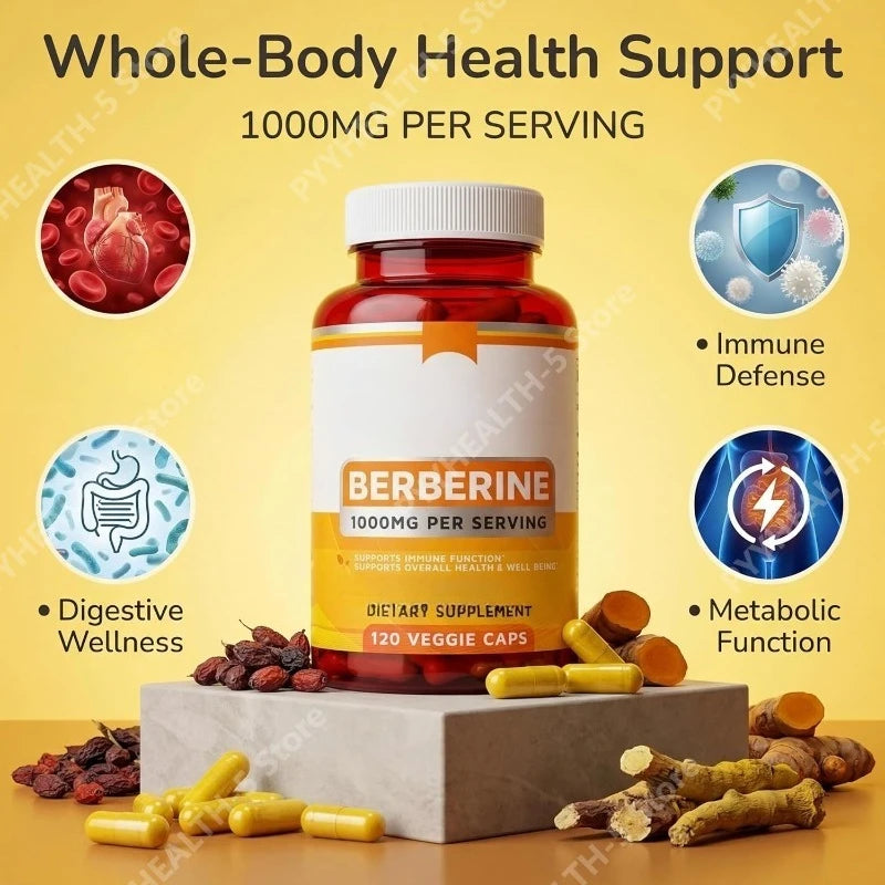 Berberine HCl 1000mg – Glucose & Gut Support | 120 Capsules Dietary Supplement Qst