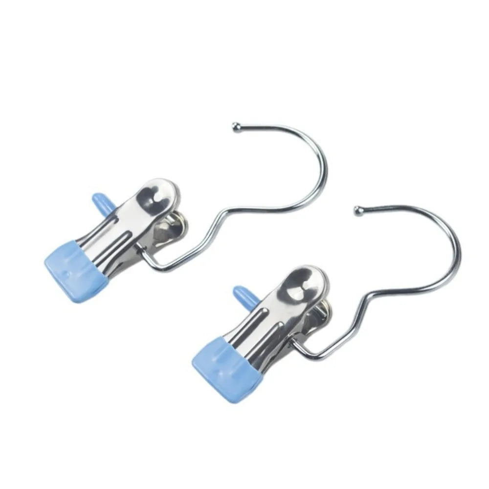 30pcs Stainless Steel Clothes Pins Clips with Hook | Strong Grip Laundry Clothes Clips Qme