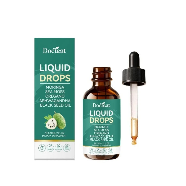 Docteat Liquid Drops – Moringa, Sea Moss, Turmeric, Vit C & D3 Liquid Herbal Supplement Qst 60 ml(Pack of 1)