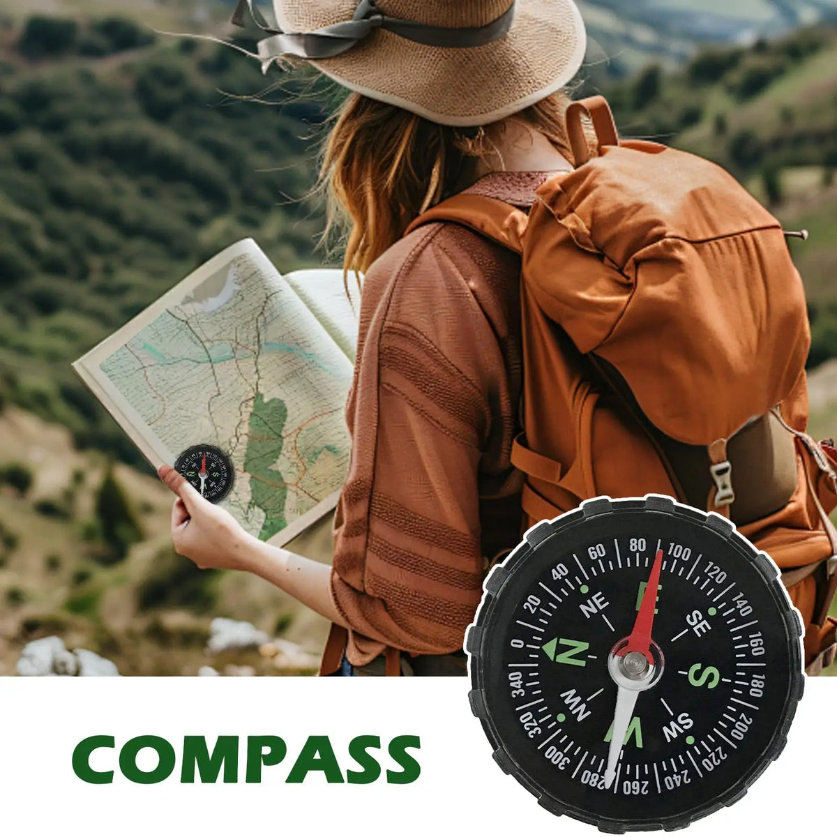 Portable Aluminum Compass for Camping, Hiking & Boating Outdoor Compass Qme