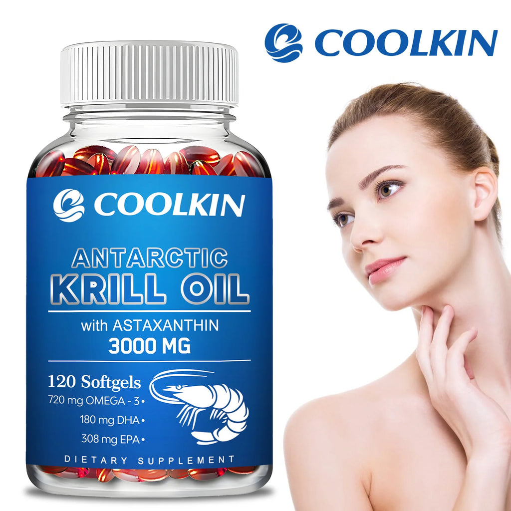 Coolkin Antarctic Krill Oil 3000mg – Omega-3 EPA & DHA Softgels Omega-3 Supplement Qst