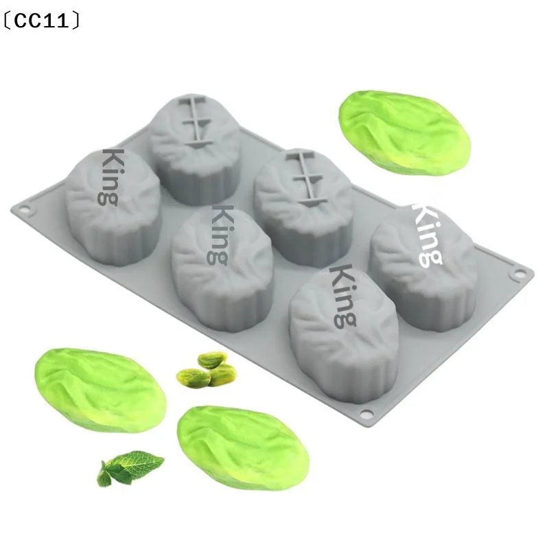 Silicone 6-Cavity Pistachio Mold – Non-Stick Baking & Craft Silicone Baking Mold Qme