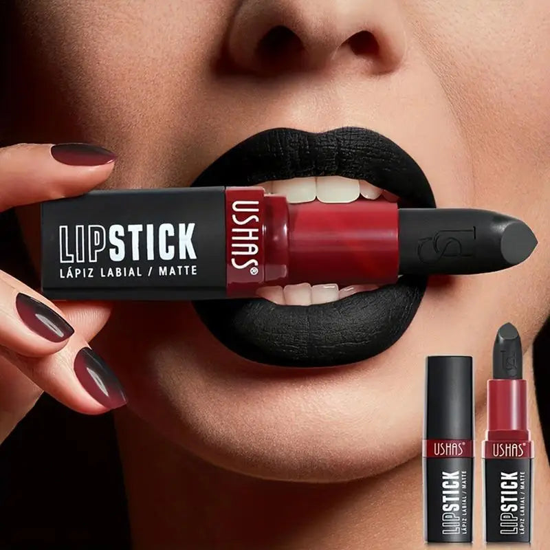 Matte Vampire Black Lipstick – Highly Pigmented Velvet Finish Matte Lipstick Qme