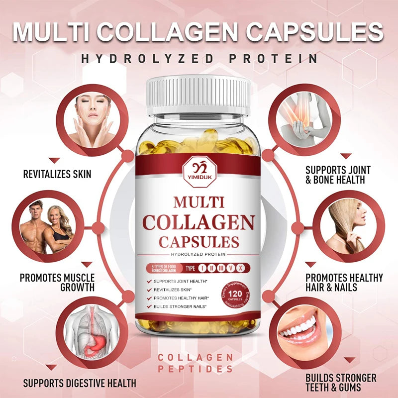 YIMIDUK Multi Collagen Peptides 1500mg – Skin, Hair & Nails Collagen Supplement Qst
