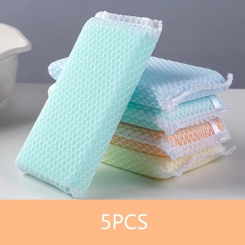 Non-Stick Dish Scouring Sponge Pads 5/10 Pack – Net Foam Dish Scouring Sponge Qst 5PCS Multicolor