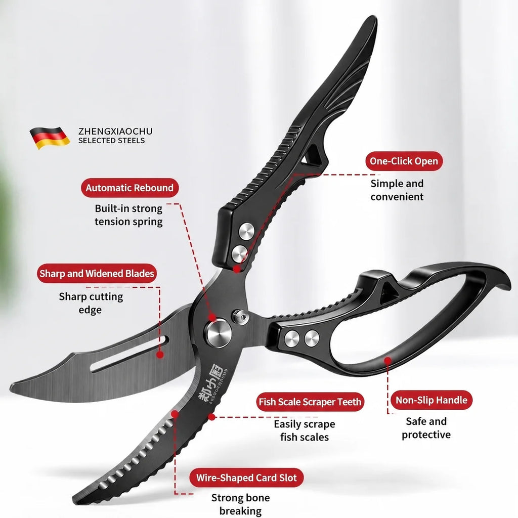 Ultra-Sharp Kitchen Scissors – Commercial Grade Stainless Steel Kitchen Scissors Qst