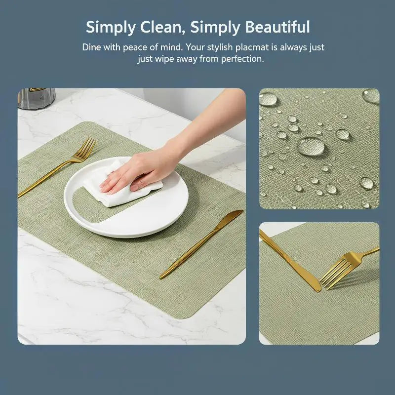 PU Leather Nordic Placemat – Waterproof, Oil-Proof, Heat Resistant Table Placemat Qst