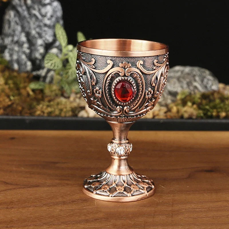 Vintage Embossed Metal Chalice Goblet – Wine & Décor Cup Decorative Chalice Goblet Qme A9