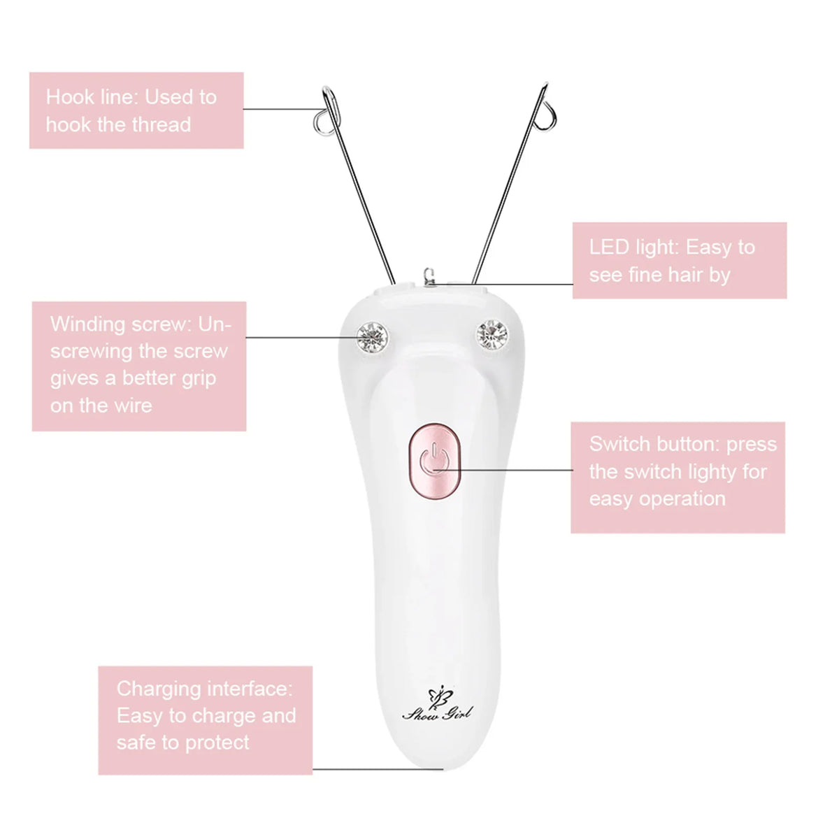 Electric Threading Epilator – Face & Body Hair Remover for Women Threading Epilator Qme