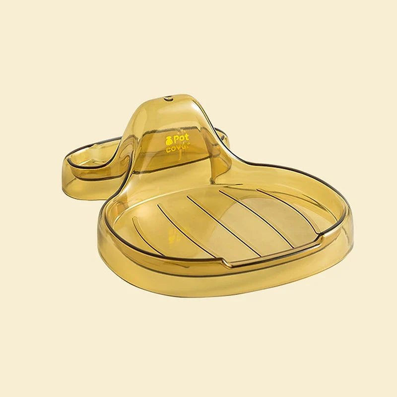 Silicone Pot Lid Holder & Drip Tray – No Drilling Needed Pot Lid Holder Qme Yellow
