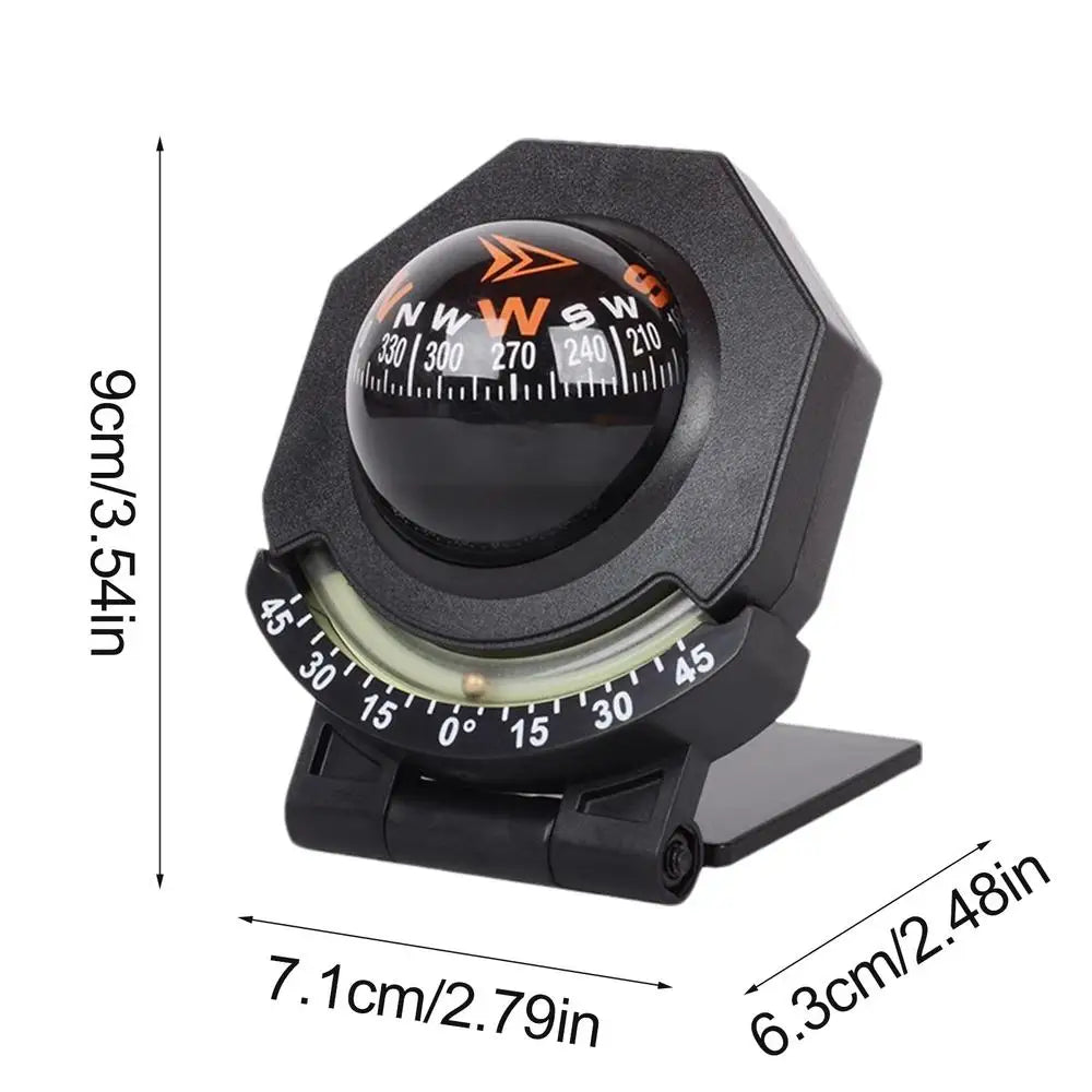 Foldable Ball Compass with Inclinometer | 180° Adjustable Navigation Compass Qme Black