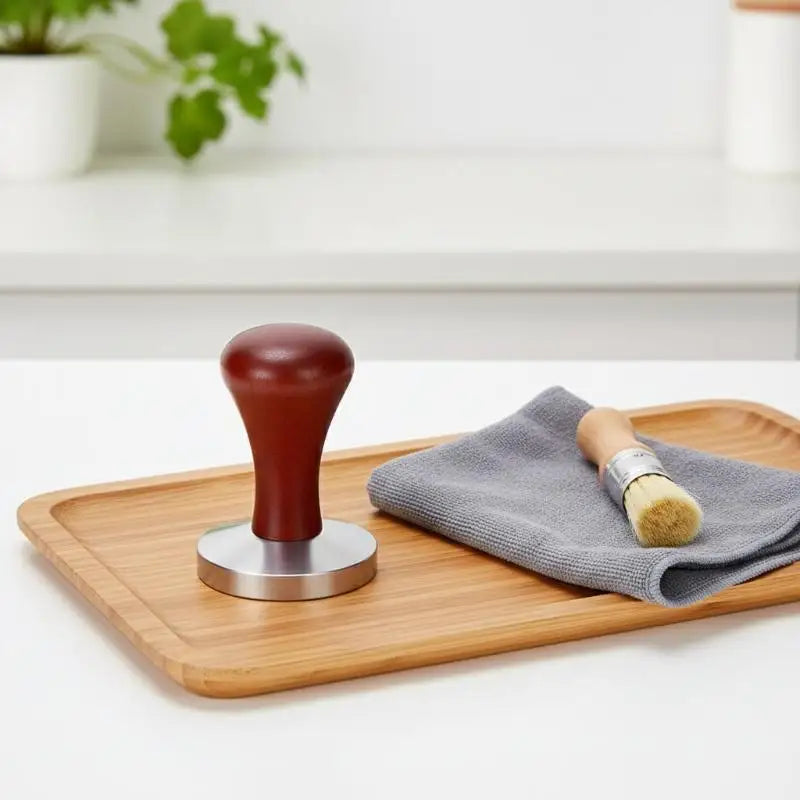 Solid Wood Handle Espresso Coffee Tamper | Flat Base Press Espresso Coffee Tamper Qme