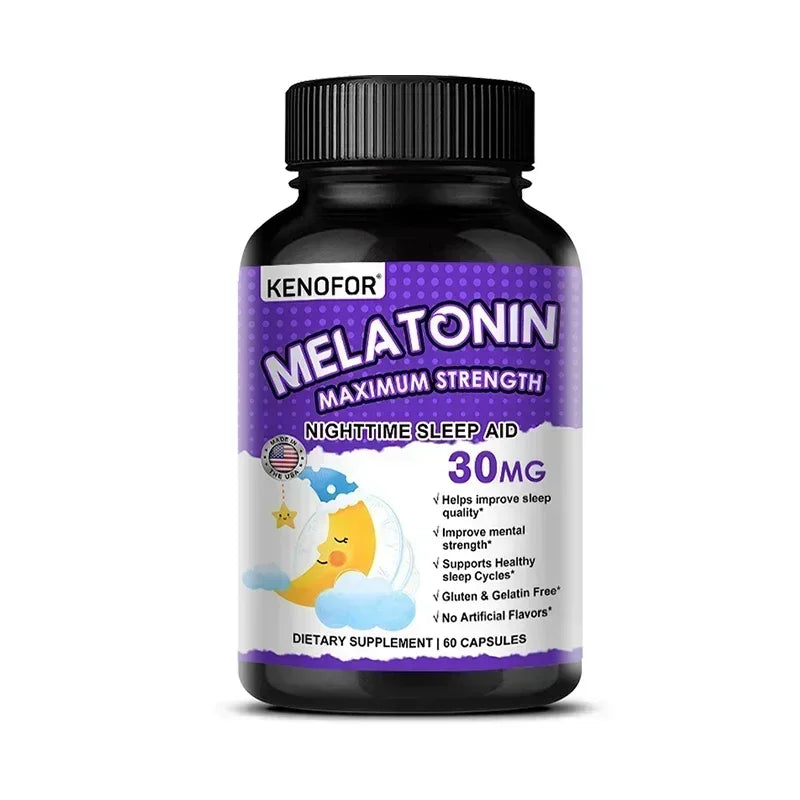 VITALXTRA Melatonin 30mg Capsules – Natural Sleep Support Sleep Support Supplement Qst 60 count-1 bottle