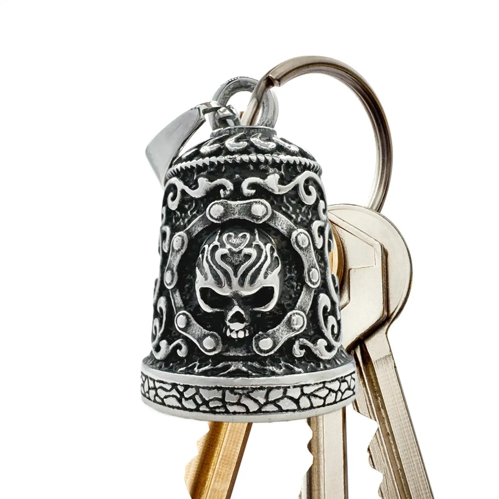 Skull Motorcycle Bell Key Chain – Weatherproof Alloy Ornament Motorcycle Bell Key Chain Qme