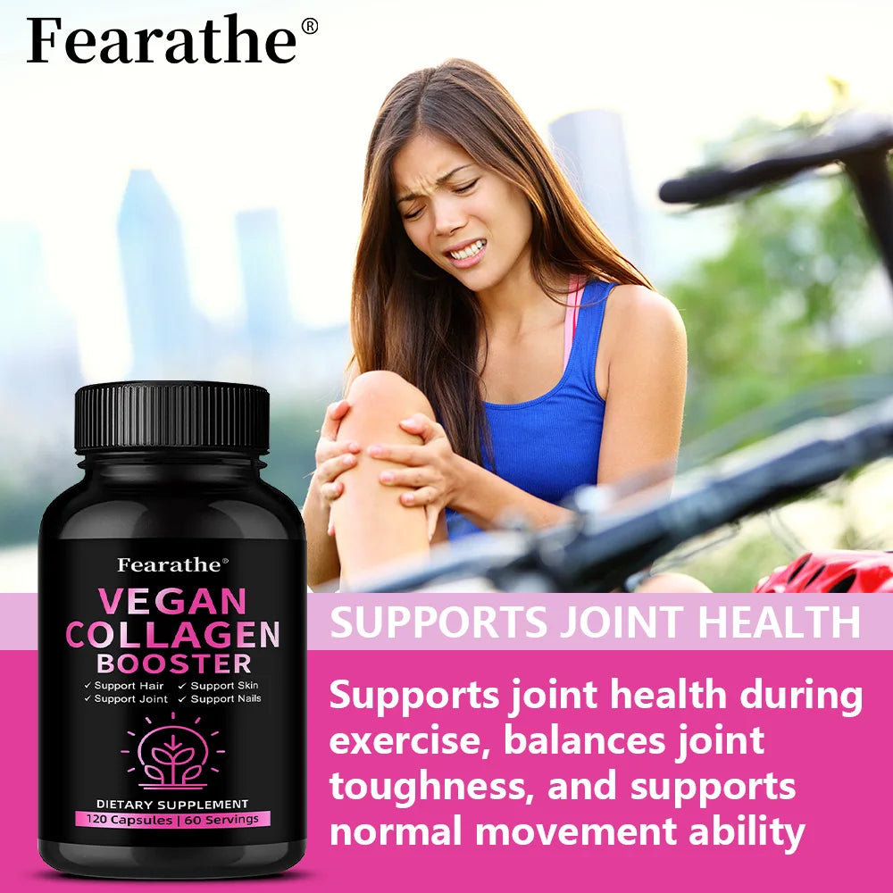 Vegan Collagen Booster – Silica, Hyaluronic Acid, Hair Skin Nails Collagen Supplement Qst