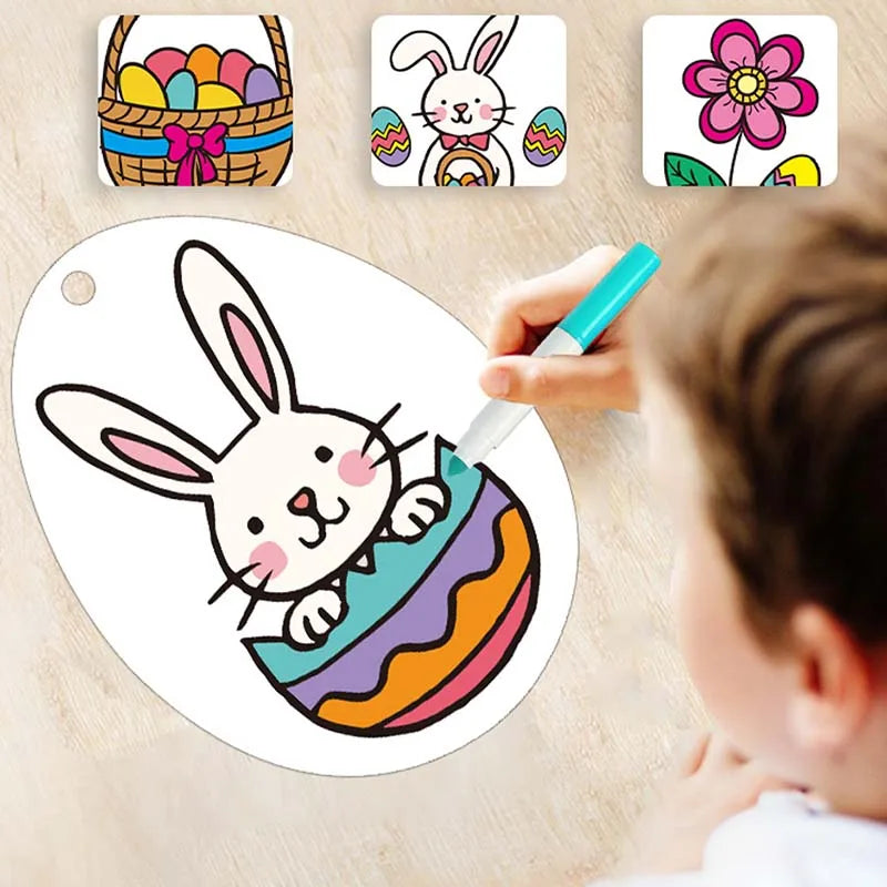 Kids Scratch Art Easter Egg Hanging Decorations – 24 Pcs Easter Party Decoration Qme