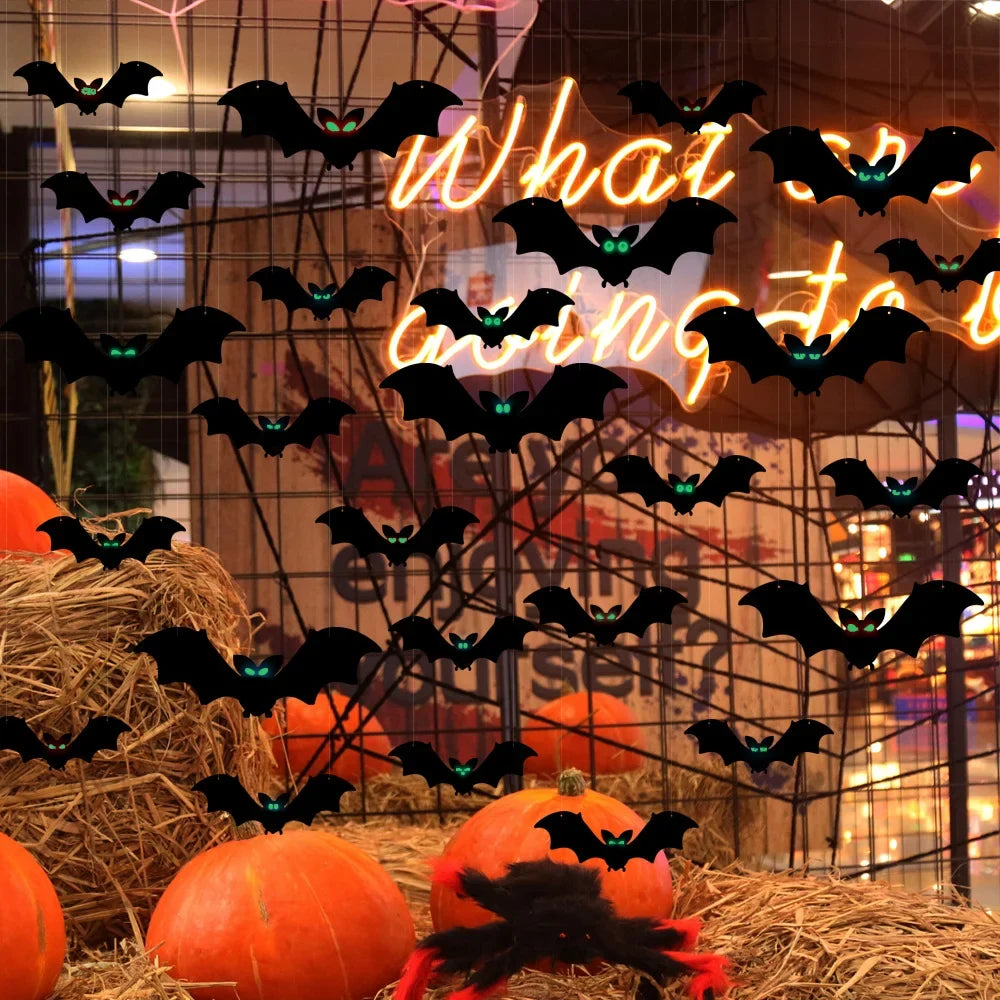 Glowing Eye Bat & Spider Halloween Hanging Decoration Halloween Ornament Qme
