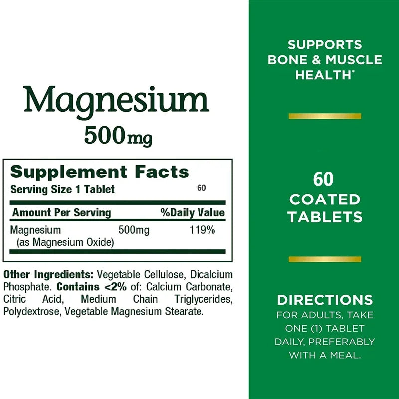 Magnesium Oxide 500mg Capsules – Bone & Muscle Support Mineral Supplement Qst
