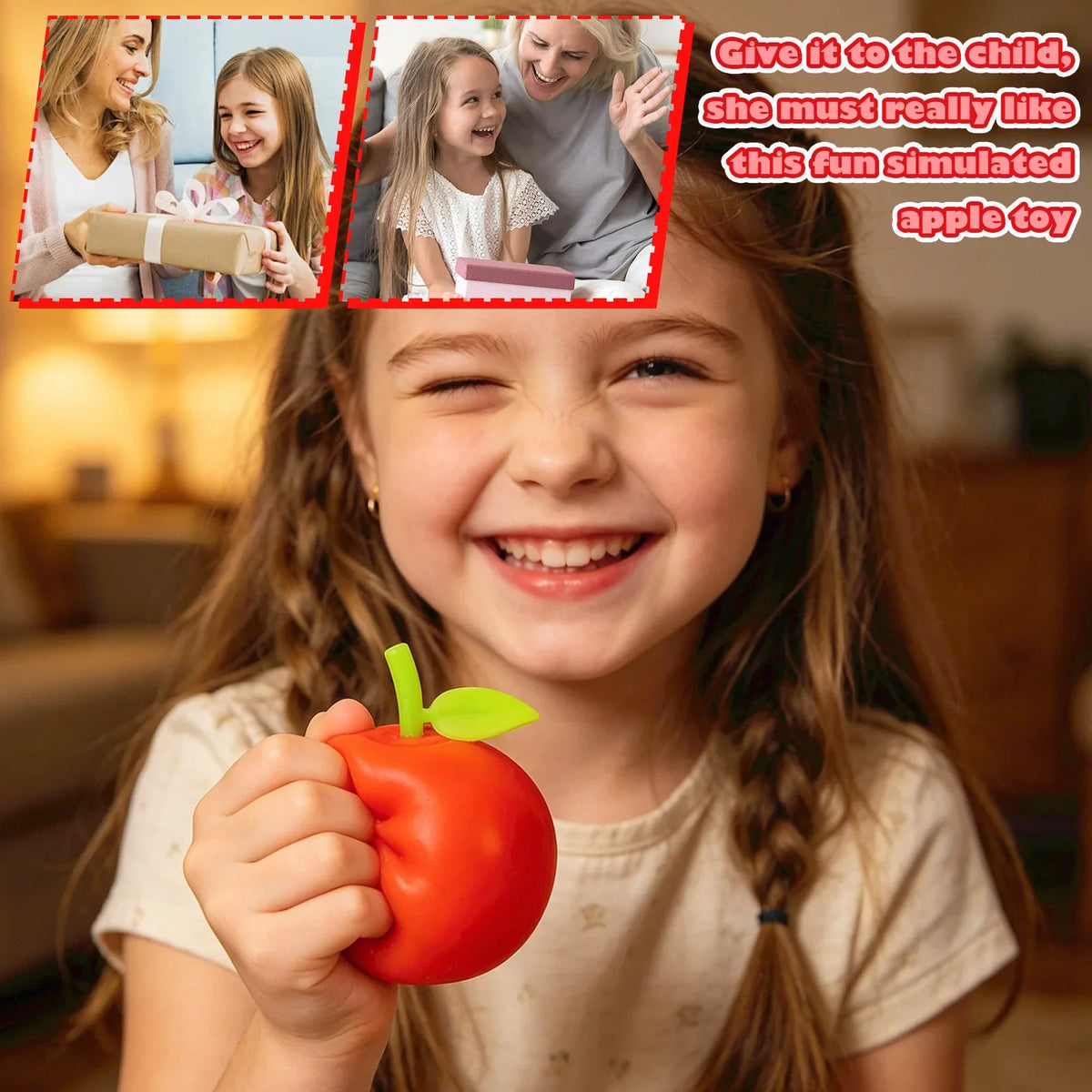 Fake Red Apple Fidget Toy – Fun Novelty Gift & Desk Decor Novelty Fidget Toy Qme