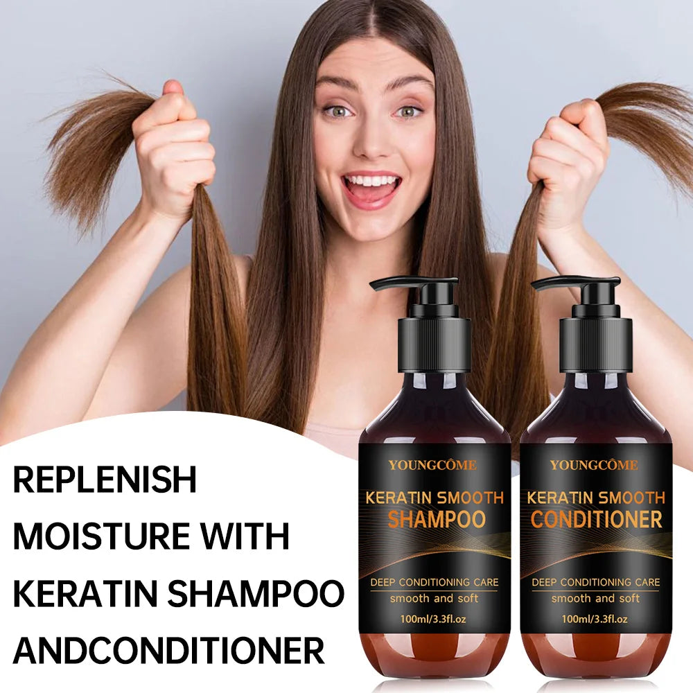 YOUNGCOME Collagen Keratin Shampoo & Conditioner Set – 2 Pcs Shampoo Conditioner Set Qst