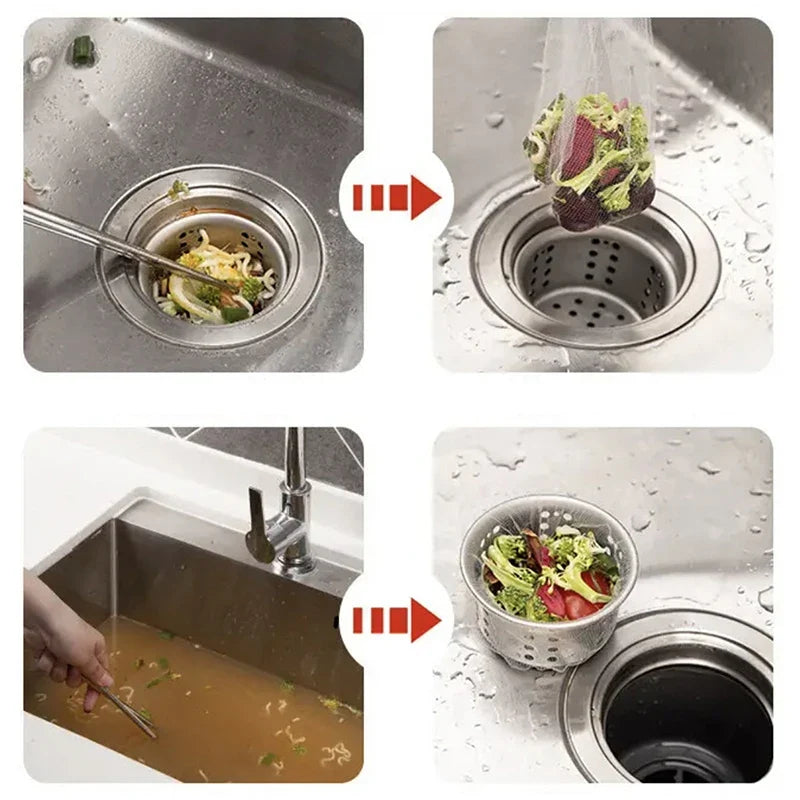 100-Pack Disposable Mesh Sink Strainer Bags – Drain Filter Sink Drain Strainer Bags Qme