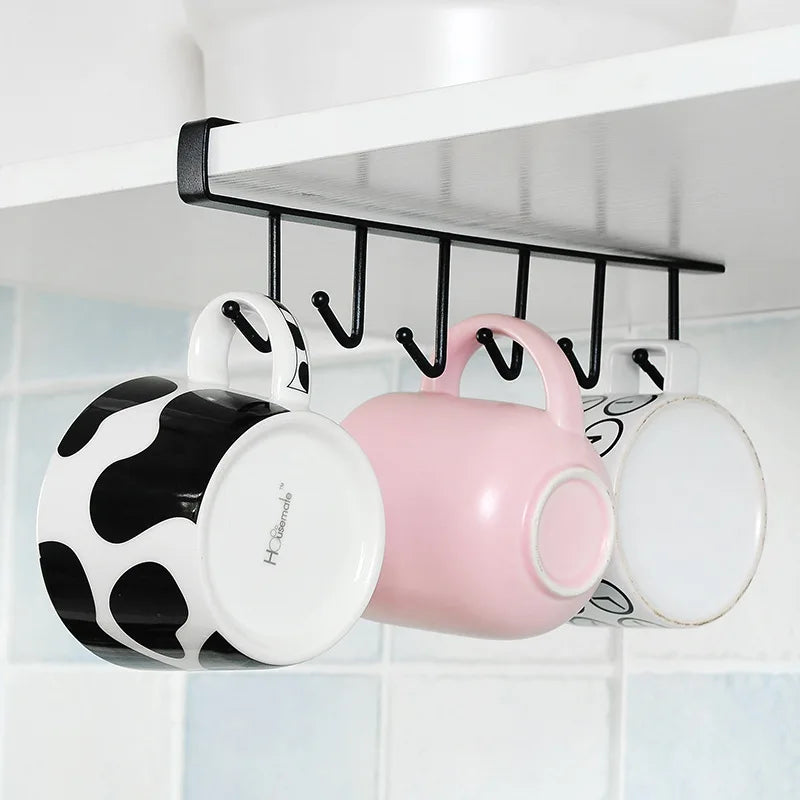 No-Drill Wrought Iron Cabinet Storage Rack – Kitchen & Closet Cabinet Storage Rack Qme Black