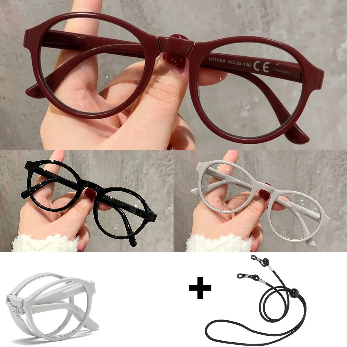 VOPHA L12 Foldable Auto-Adjust Round Reading Glasses Unisex Reading Glasses Qst