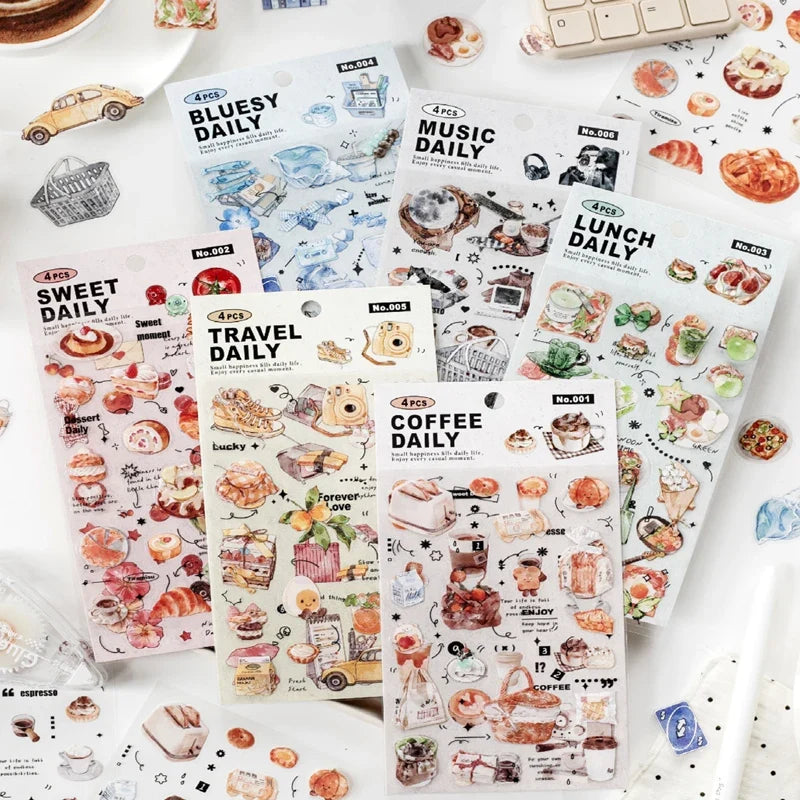 Afternoon Tea Dessert Flat Stickers – Notebook & Journal Decor Decorative Stickers Qme