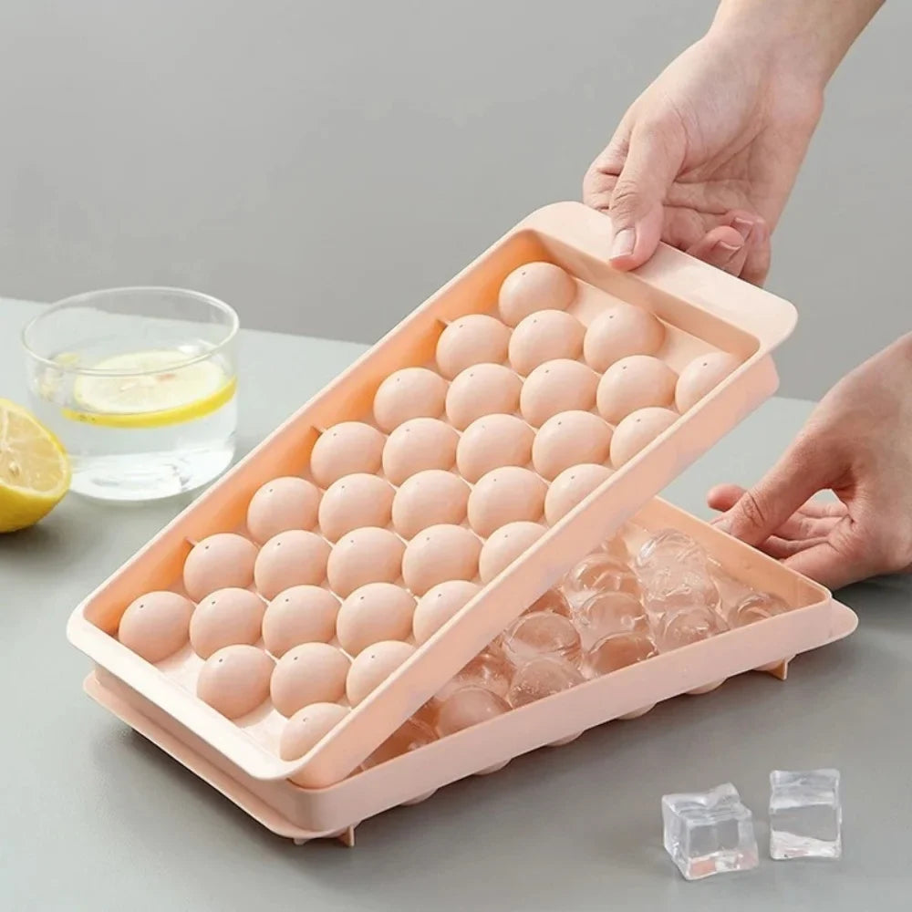 Round Ice Ball Mold Maker with Lid – Homemade Freezer Ice Cubes Ice Ball Mold Qme