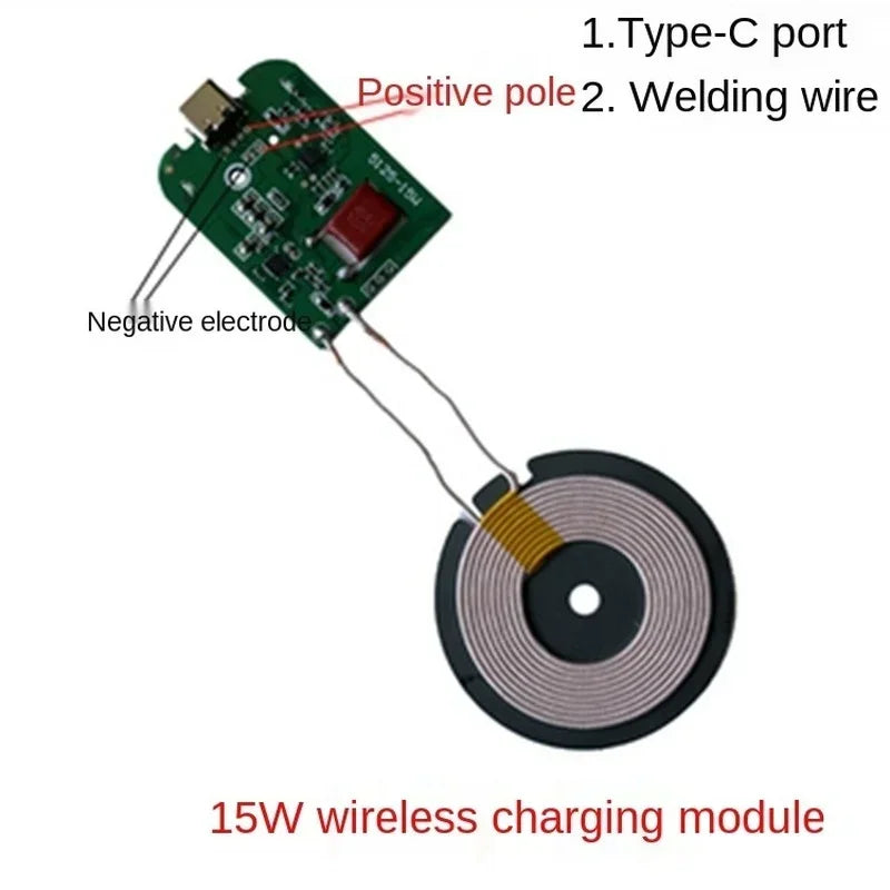 15W Qi Wireless Charger Module Transmitter Board Type-C 5V 12V Wireless Charger Module Qme