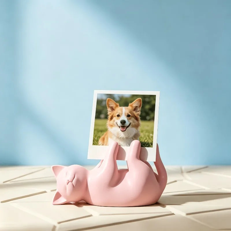 Cat Lying Down Kitten Photo Stand | Mini Desktop Display Holder Desktop Photo Stand Qme